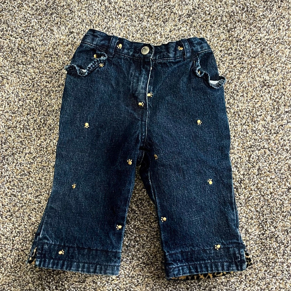 Vintage Baby Jeans with Paw Print Embroidery 🤎🐾